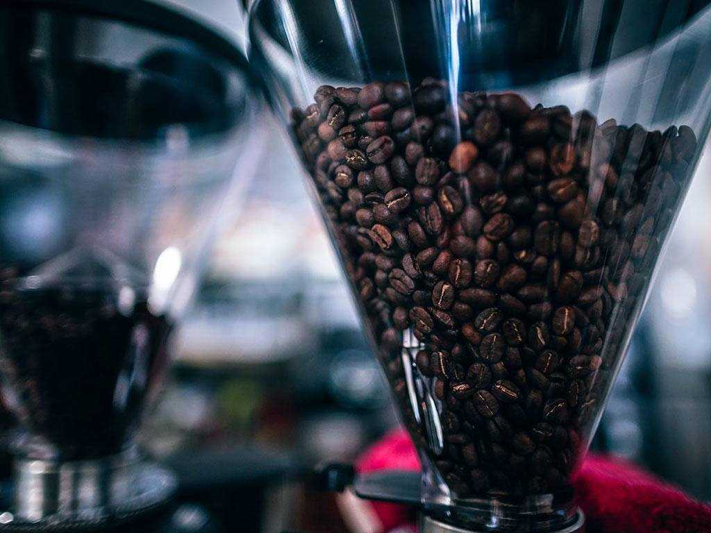 Close up of bean to cup hopper