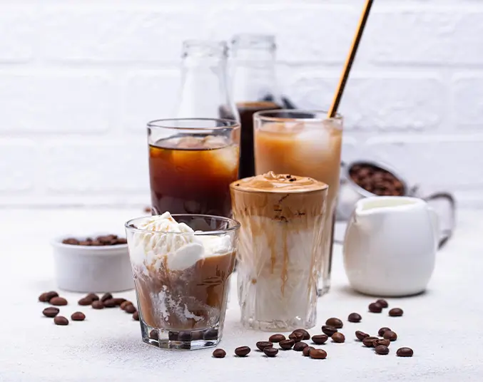 Selection of Cold Coffee's in glasses
