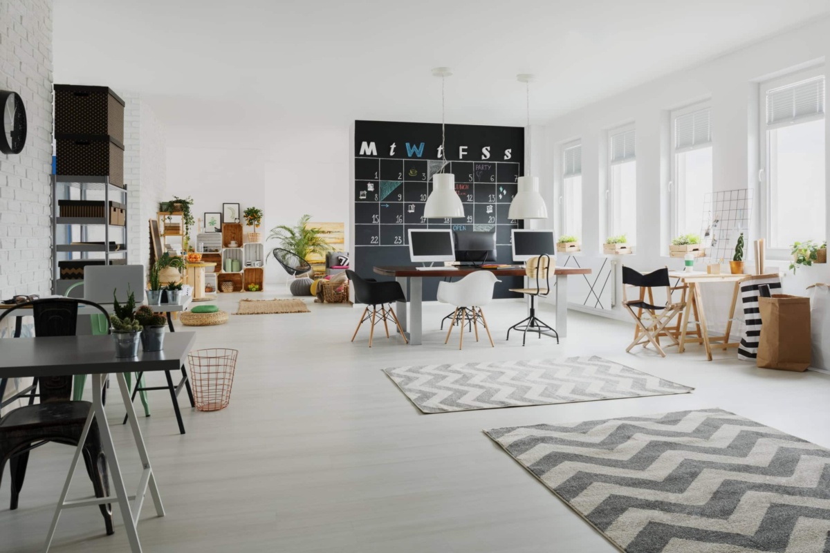 Black and white creative workspace