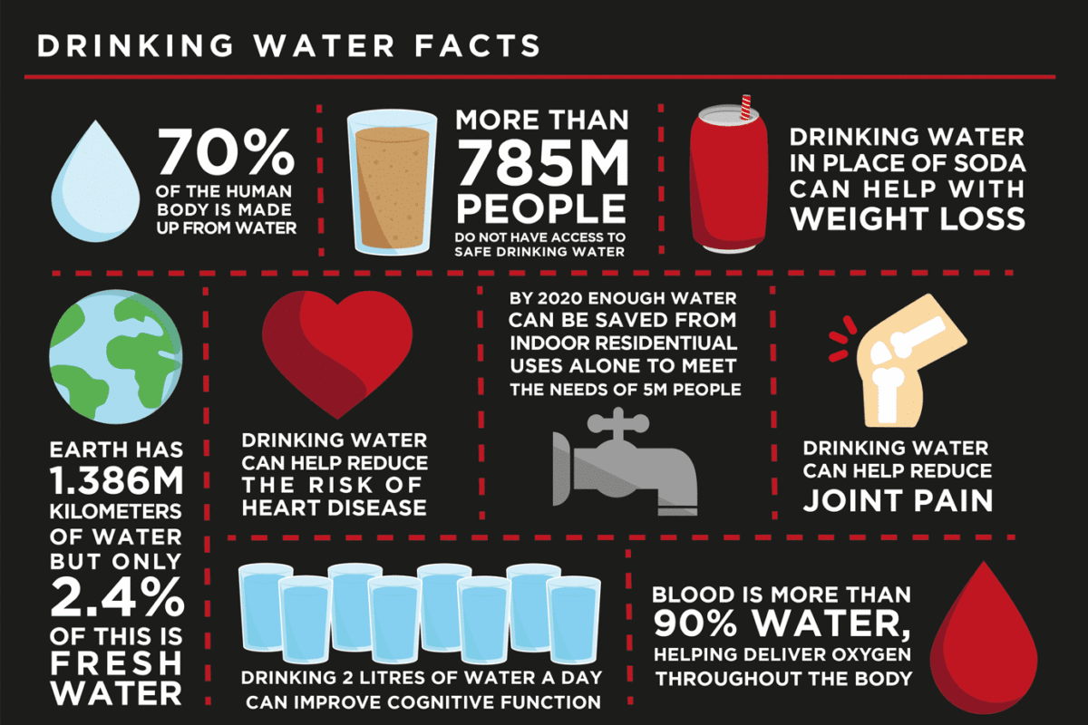 Drinking water facts infographic