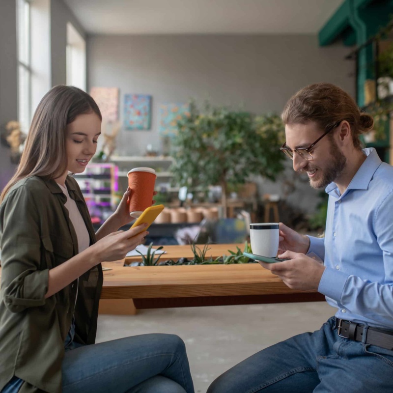 Man and woman having coffee