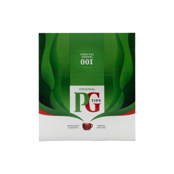 100 Tagged PG Tip Tea Bags Front Shot