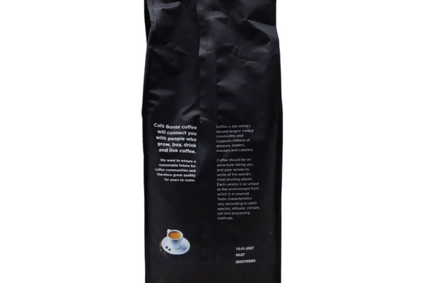 Cafe Bonte Black coffee bean bag Fairtrade Java back view