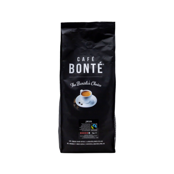 Cafe Bonte Black coffee bean back blend Fairtrade Java beans front view