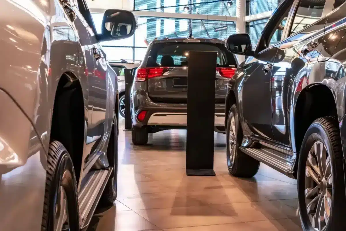 Car showroom with cars