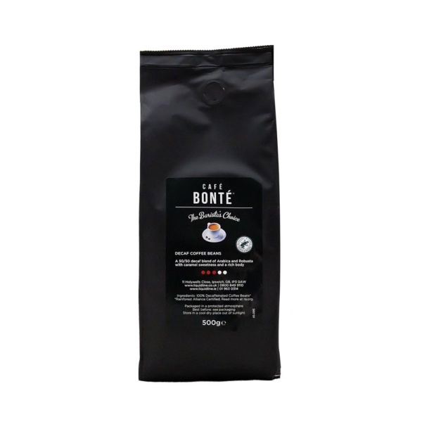 Cafe Bonte Black coffee bean bag Decaf front view