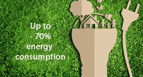 Up to 70% energy saving graphic