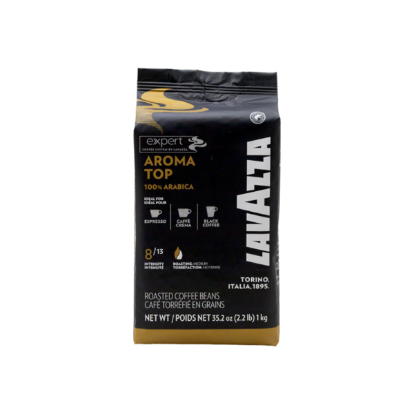 Lavazza Black coffee bean bag Aroma Top Beans front view