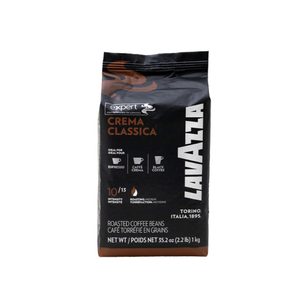 Lavazza Black coffee bean bag Crema Classica Beans front view