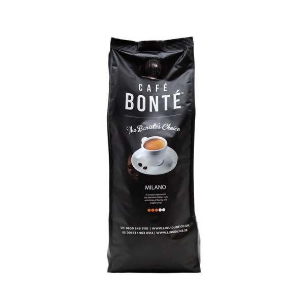 Cafe Bonte Black coffee bean back blend Milano, front view