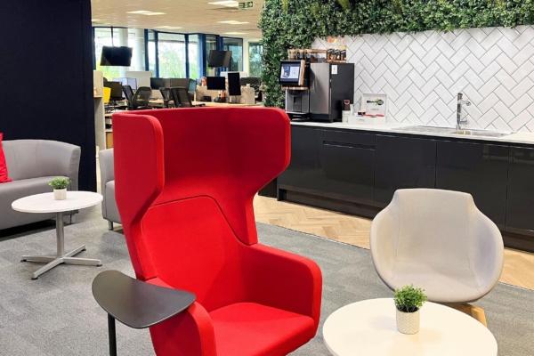 Liquidline new office with coffee machine in view