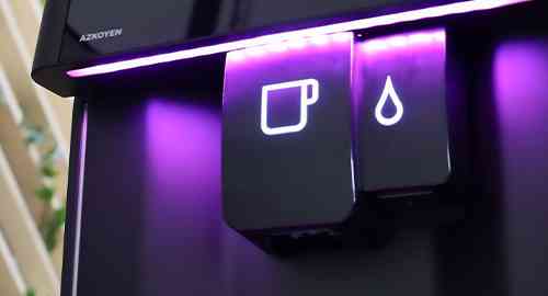Liquidline Q3 coffee machine showcasing the lights on the machine in purple