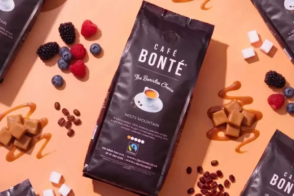 Café Bonté Misty Mountain Fairtrade coffee beans bag with flavour notes of mixed berries and caramel