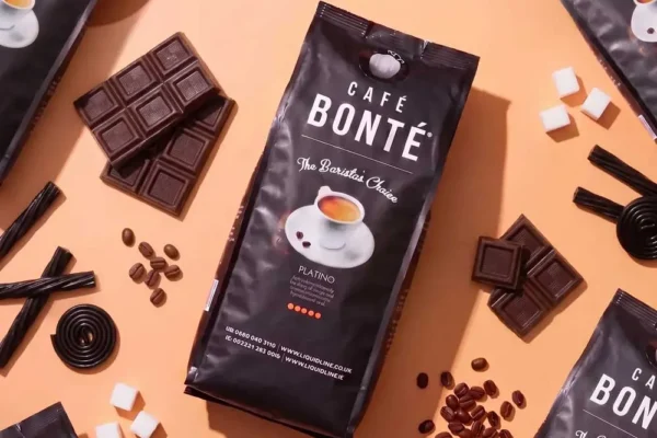 Café Bonté Platino coffee beans bag with flavour notes of dark chocolate and liquorice