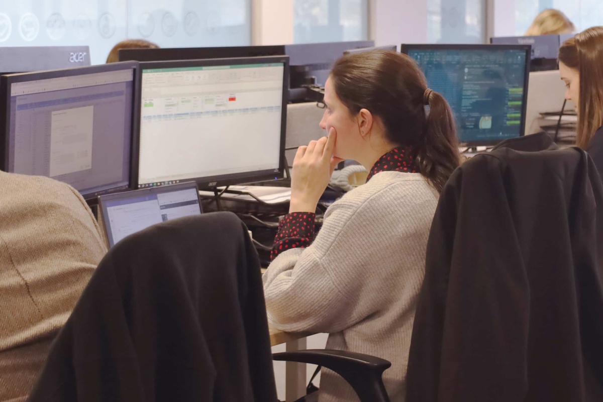 customer support staff using computer