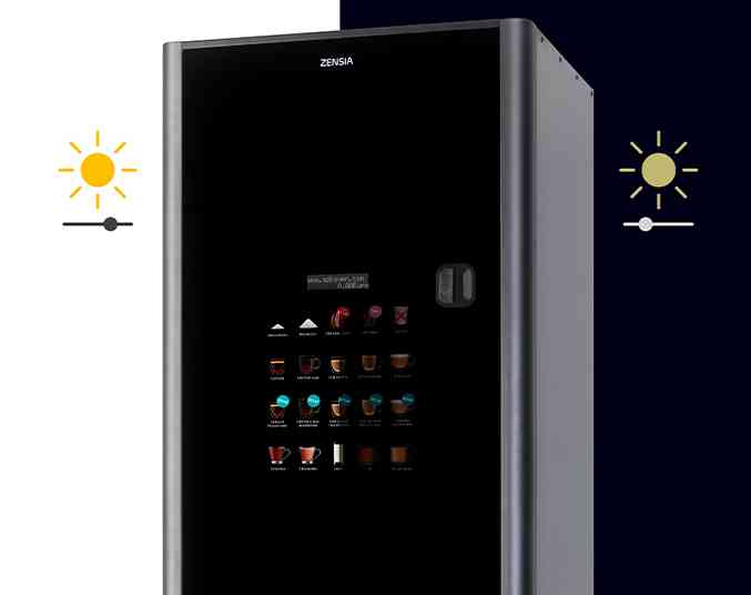 Coffetek Zensia machine showing light and dark mode