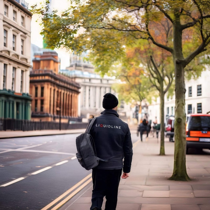 Liquidline engineer walking to client in London