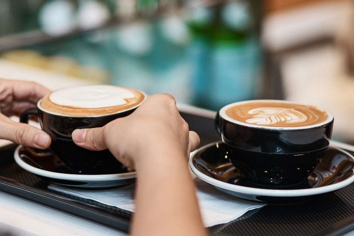 Coffee being served in hotel waiting area