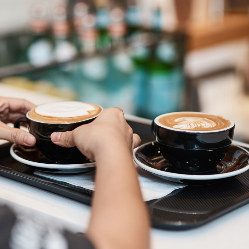 Coffee being served in hotel waiting area