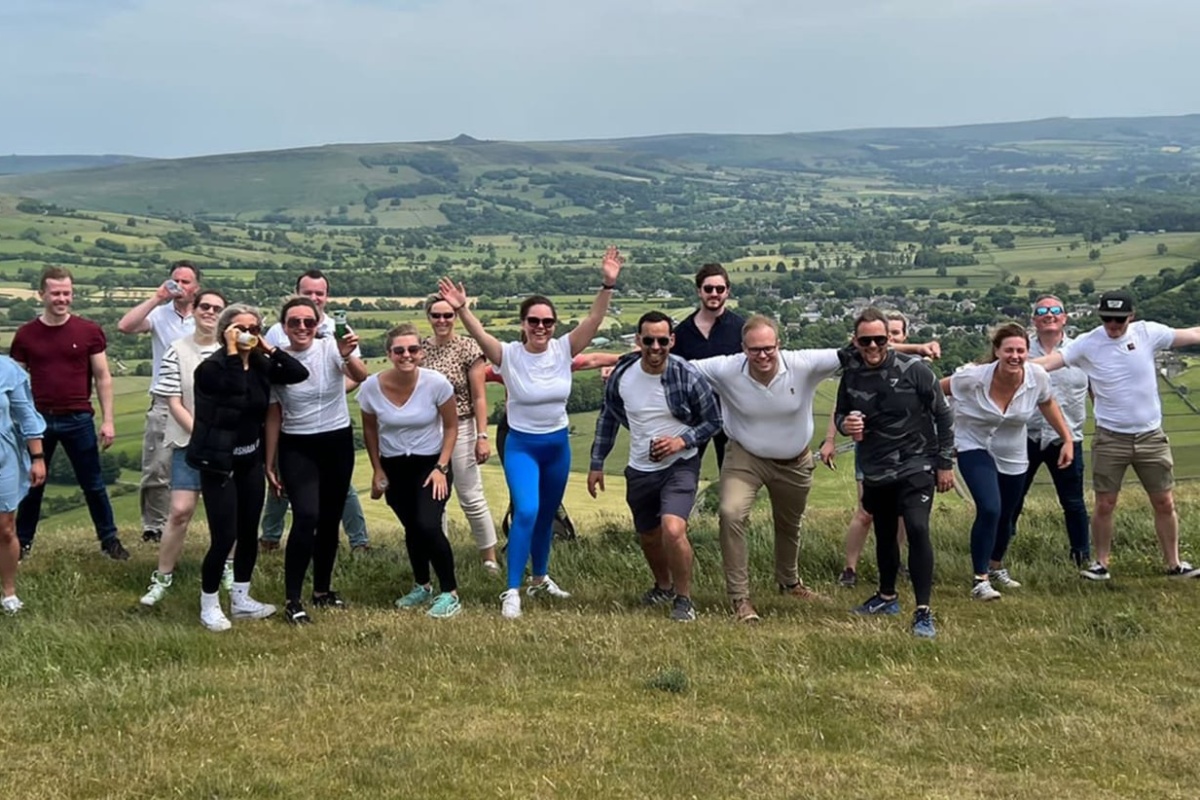 Liquidline team outside on a hill