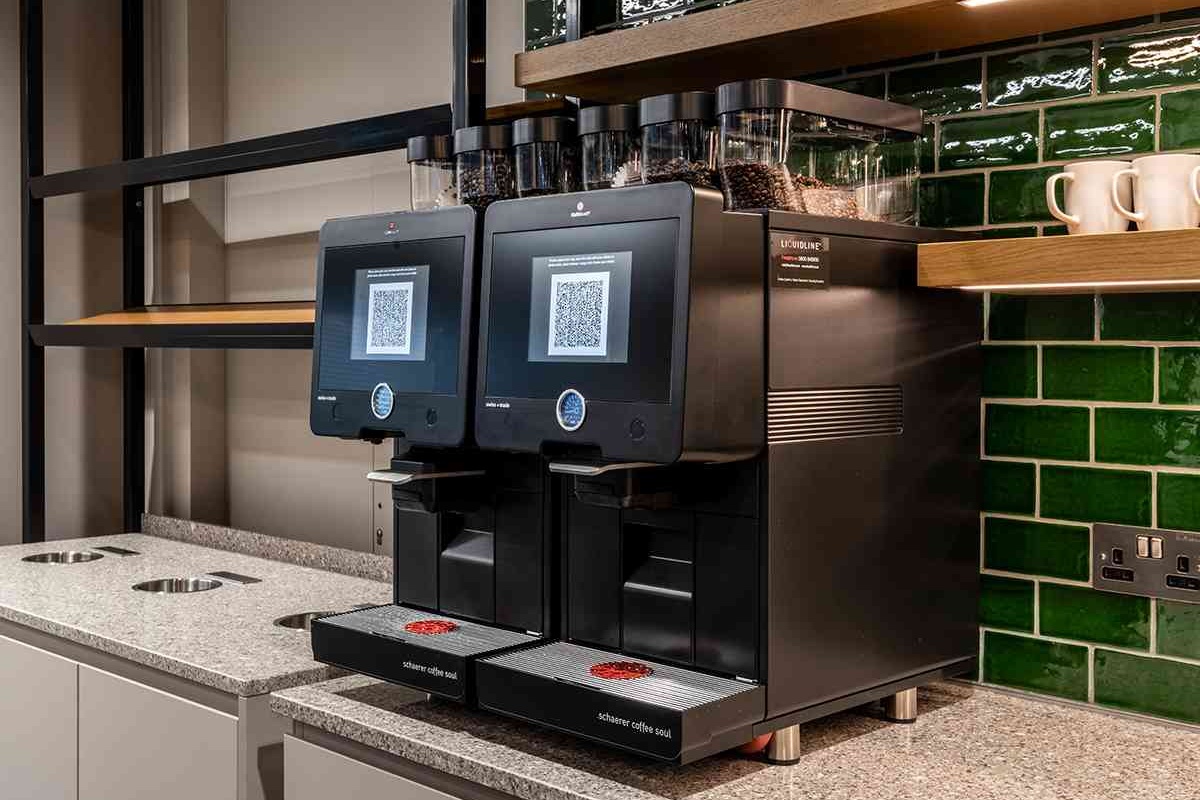 inside 22 bishopsgate kitchen area with liquidline machine