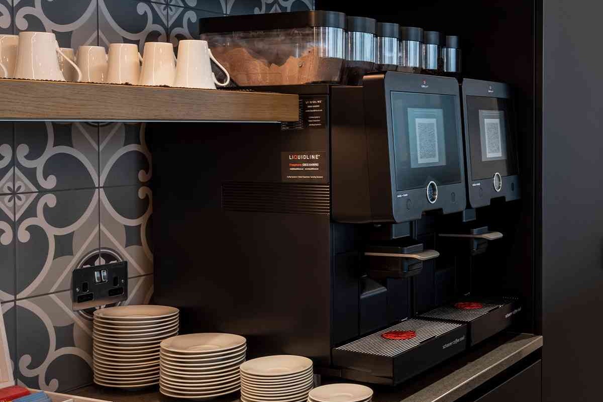 inside 22 bishopsgate kitchen area with liquidline machine