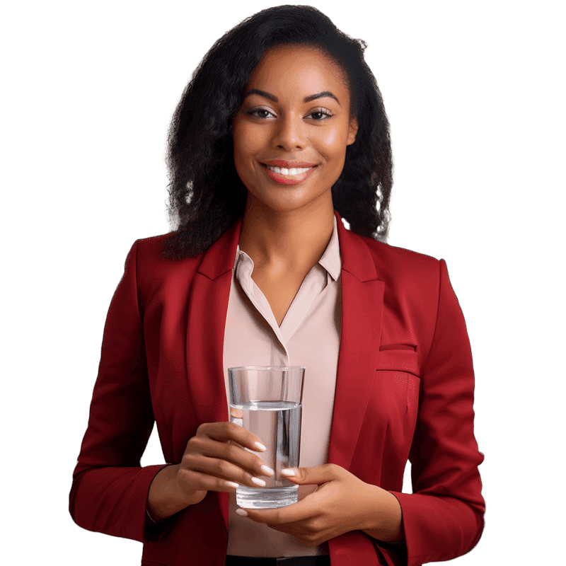 Commercial worker with glass of water