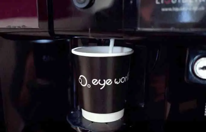 Branded Eye World paper coffee cup