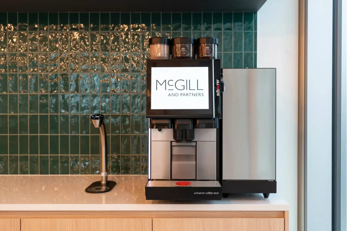 Coffee machine in McGill and Partners office space