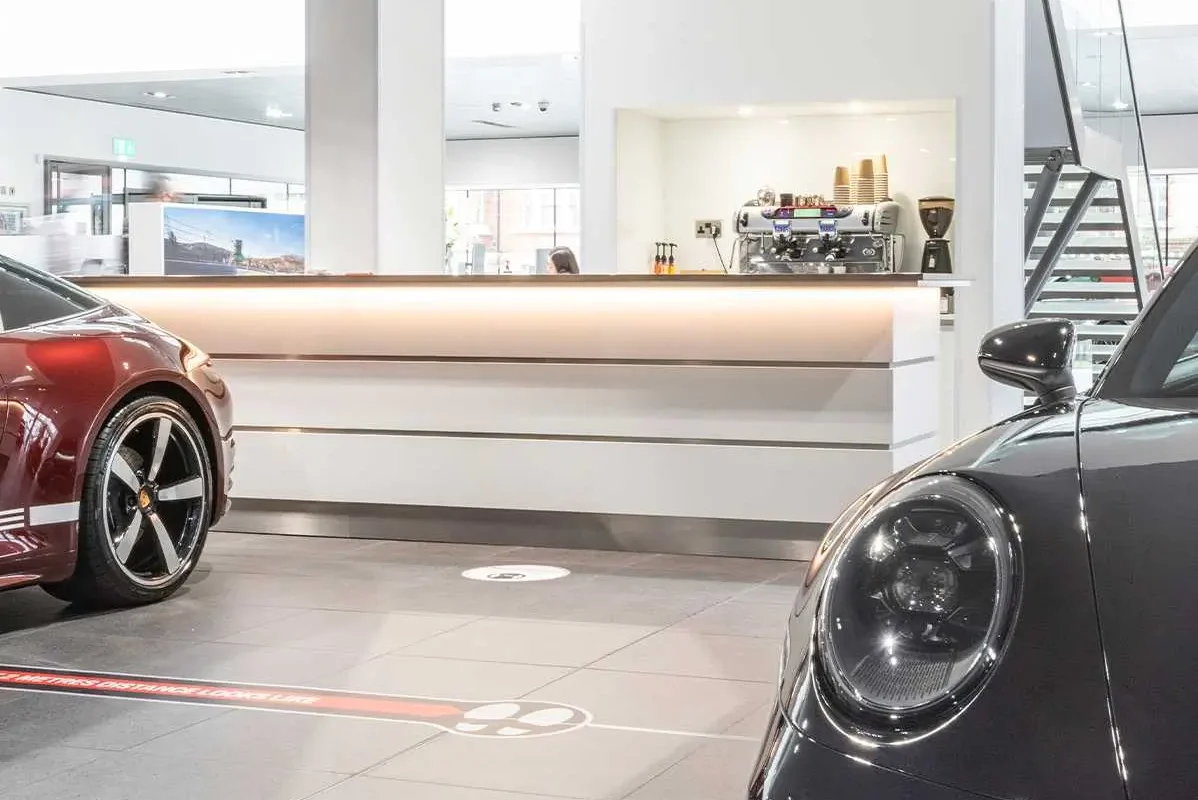 inside porsche west london showroom