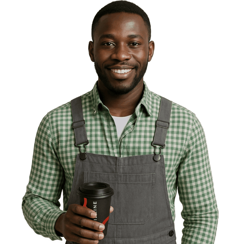 Tradesmen with Liquidline coffee cup