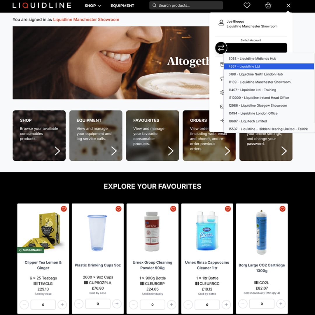Liquidline My Account Page