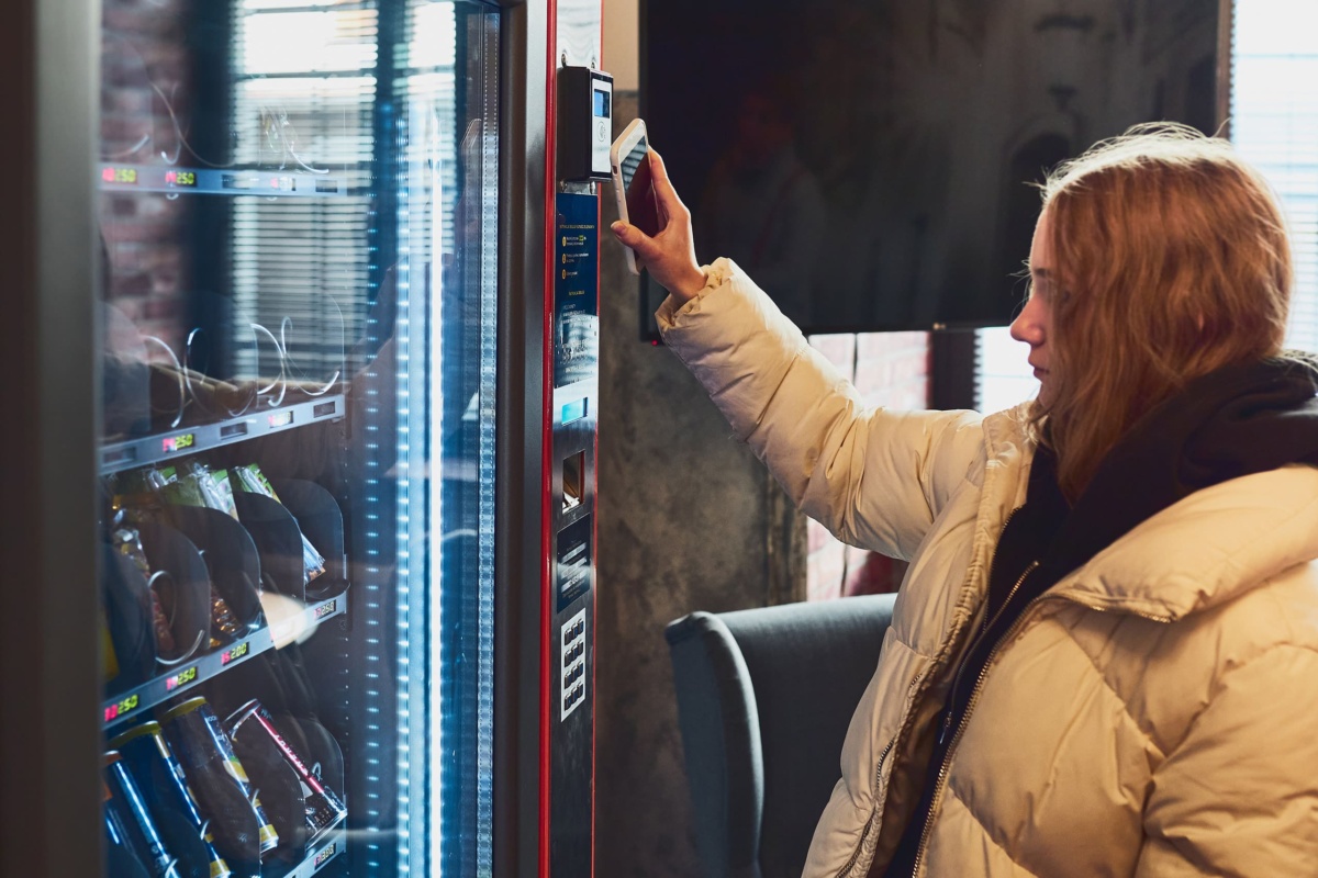 Student using vending machine