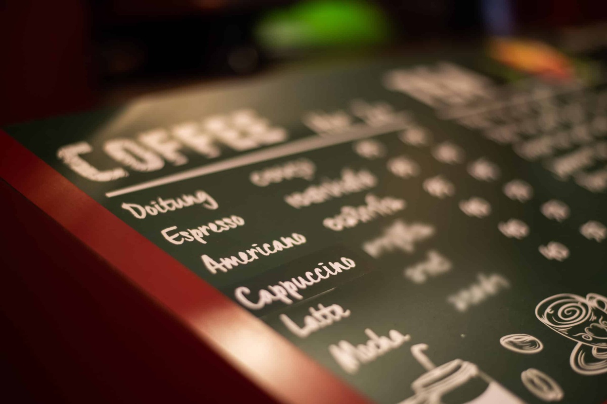 coffee menu board