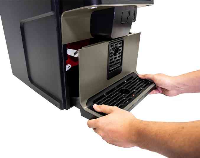 drip tray being removed on the Vitro X1 - Powdered Milk