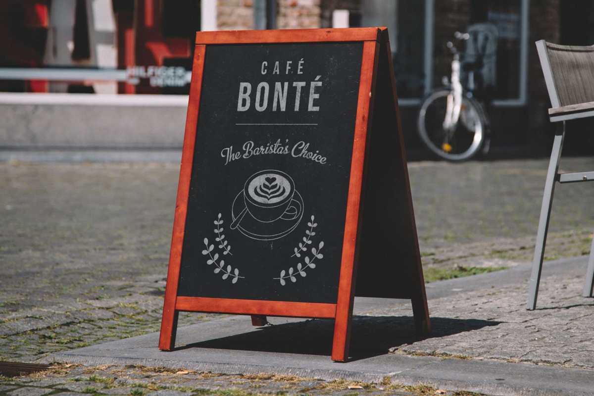 coffee signage outside of coffee shop