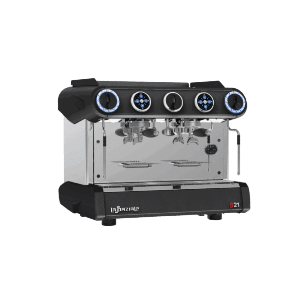 La Spaziale S21 2-group compact takeaway espresso machine in black and stainless steel