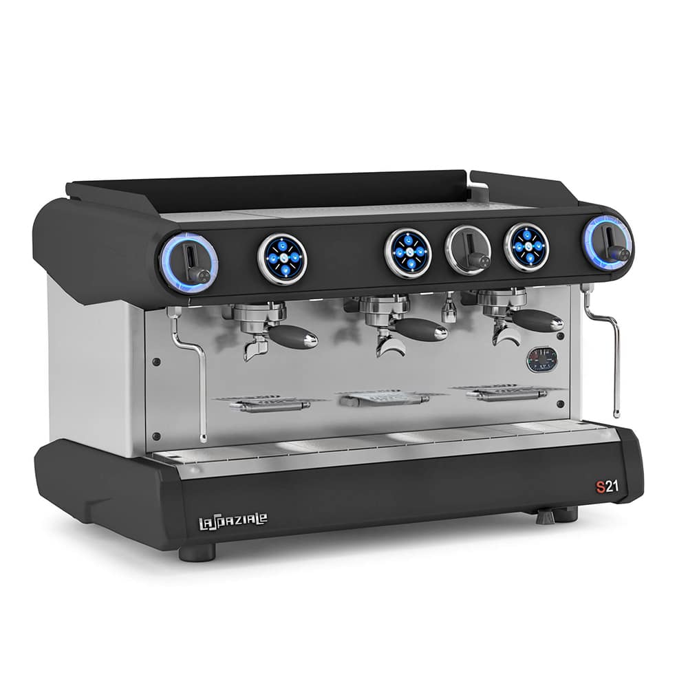 Compact La Spaziale S21 espresso machine with three groups, designed for takeaway service