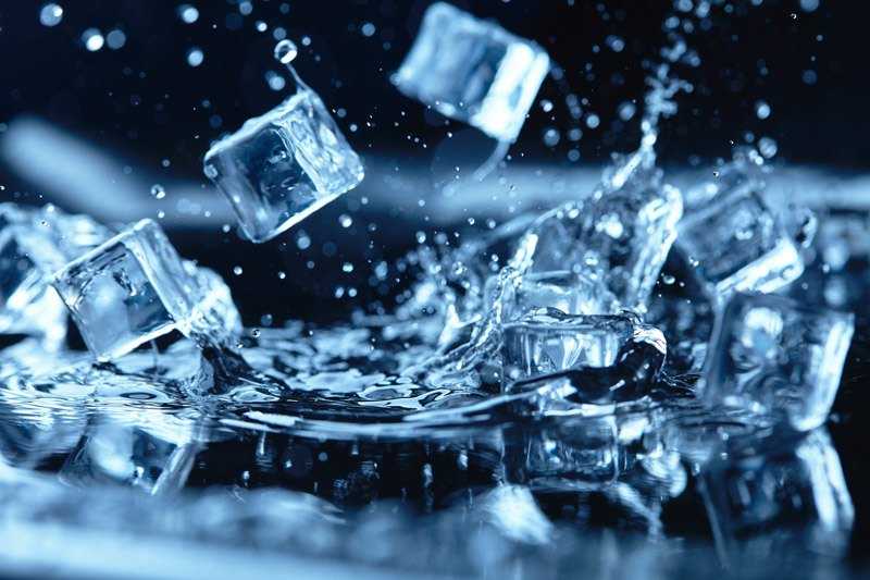 ice cubes falling