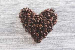 Coffee beans in heart shape