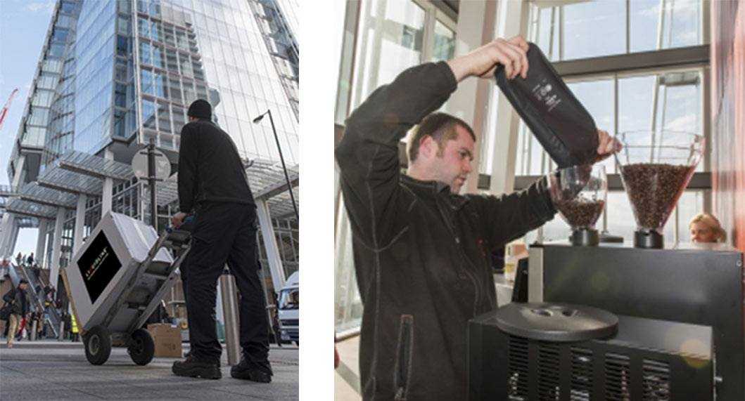 engineer installing coffee machine at the shard
