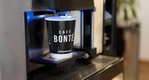 commercial coffee dispenser in use