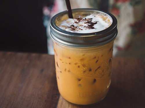 iced coffee with cream and sprinkles