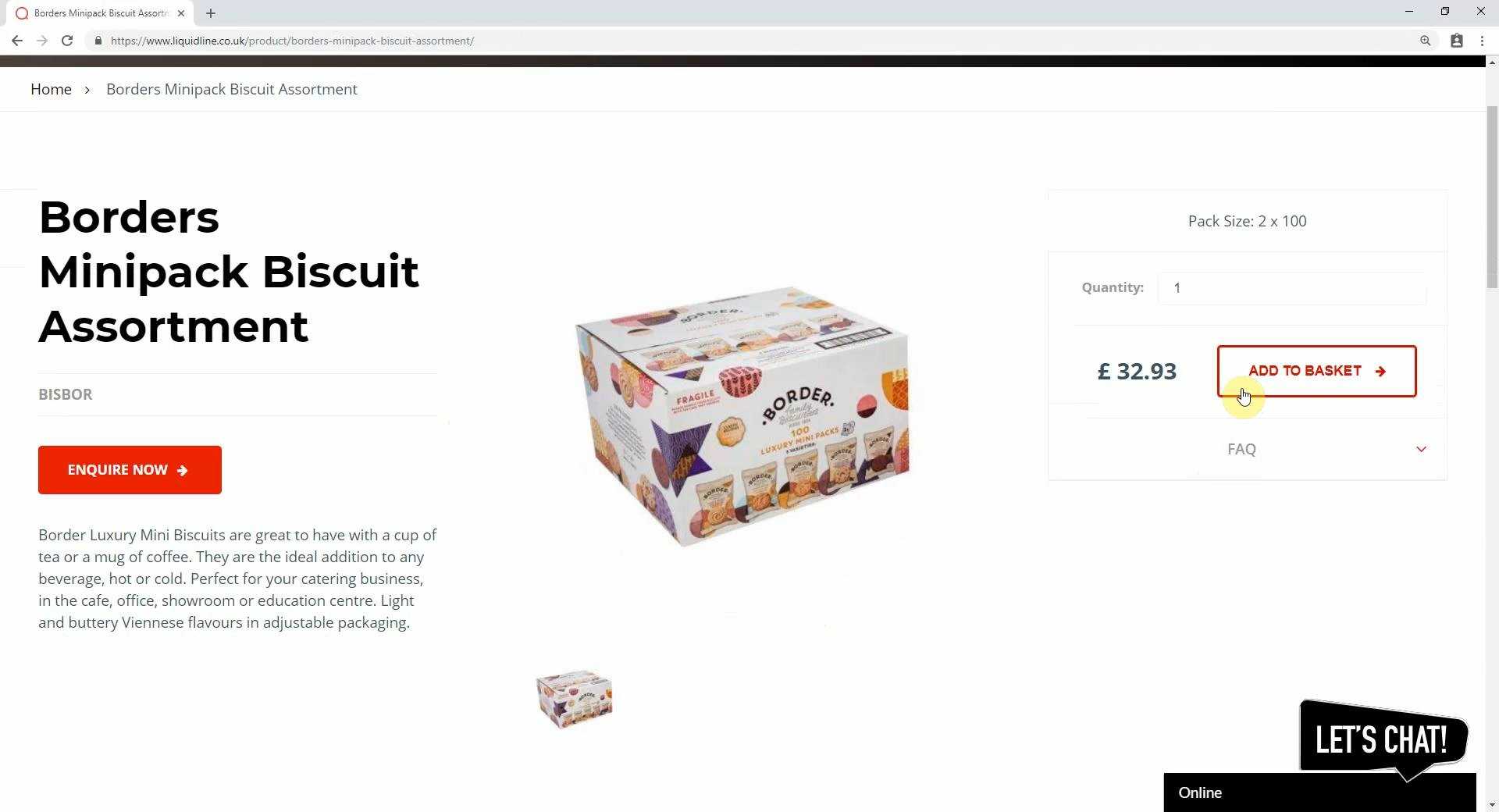 5Website Help - Simple Product add to basket borders minipack biscuit assortment page