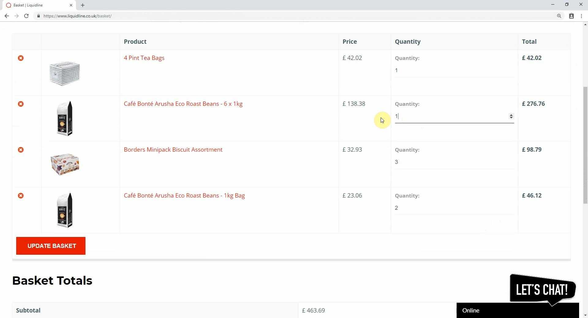 7Website Help - Basket basket page