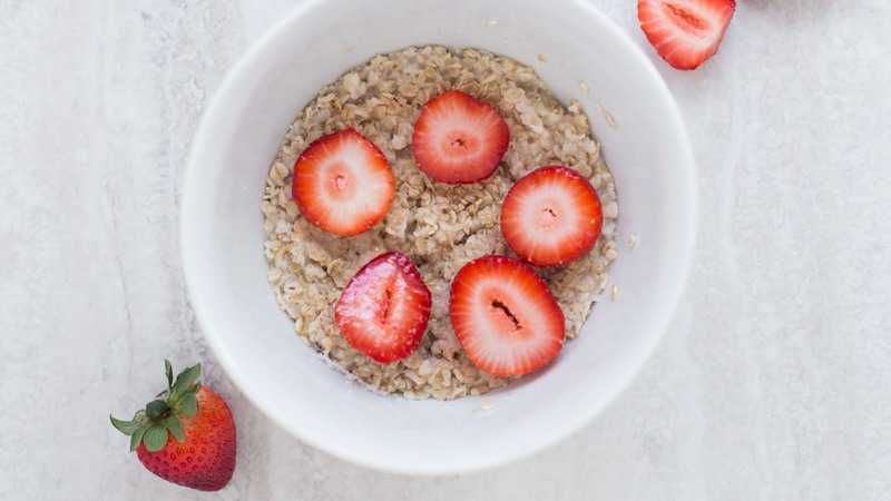 oatmeal topped with strawberries