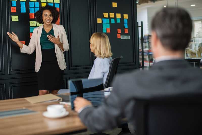 woman leading meeting