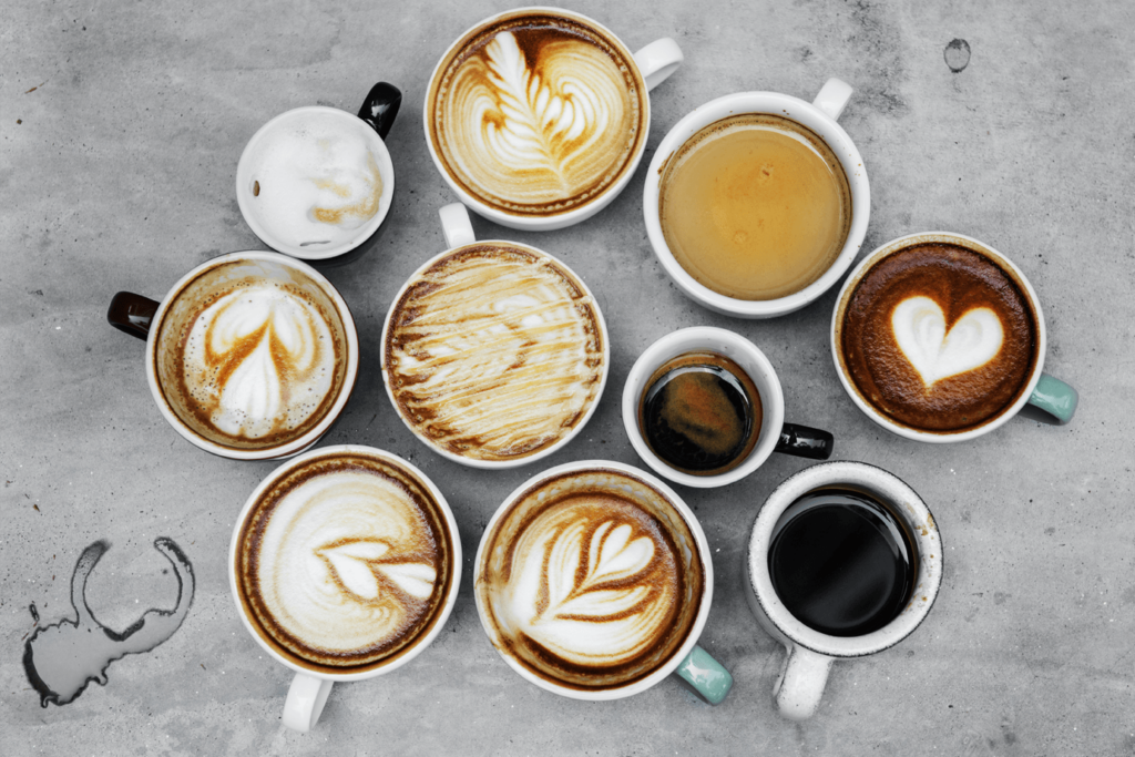 Group of coffee cups on a surface