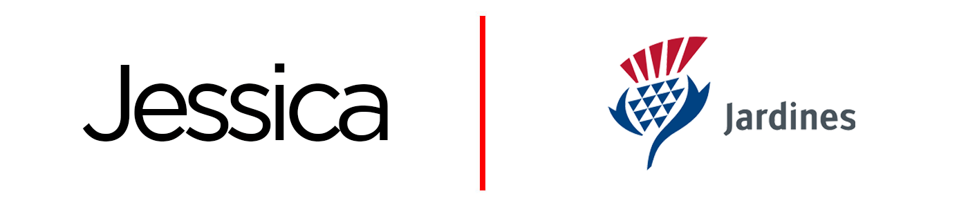 jardine Jardine Motors Logo alongside the name Jessica separated by a vertical red line Jessica is on the right the Jardine logo is on the left