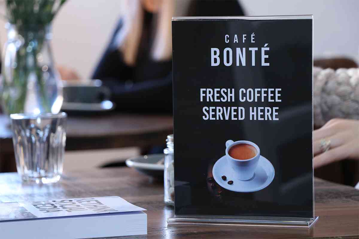 Café Bonté Coffee Shop Table Talker